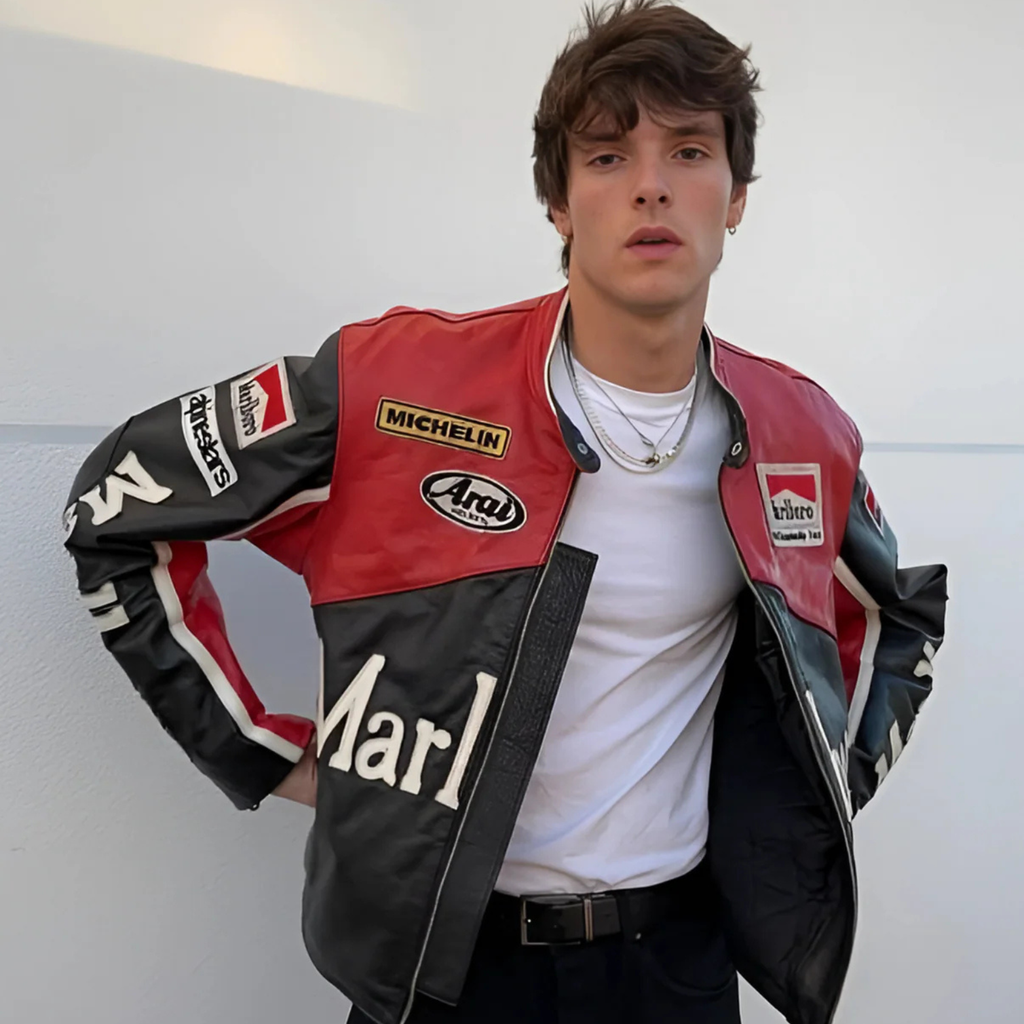 ブラック・マールボロ・レザー・レーシング・ジャケット