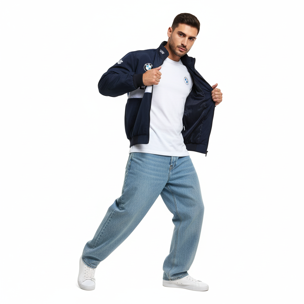 ホワイトBMWヴィンテージレーシングジャケット