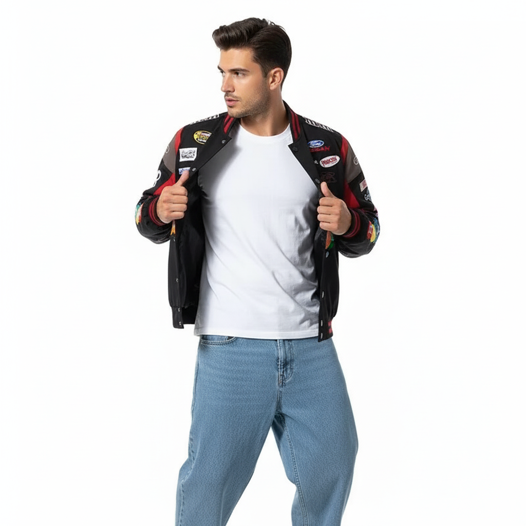 ブラックM&Mヴィンテージレーシングジャケット