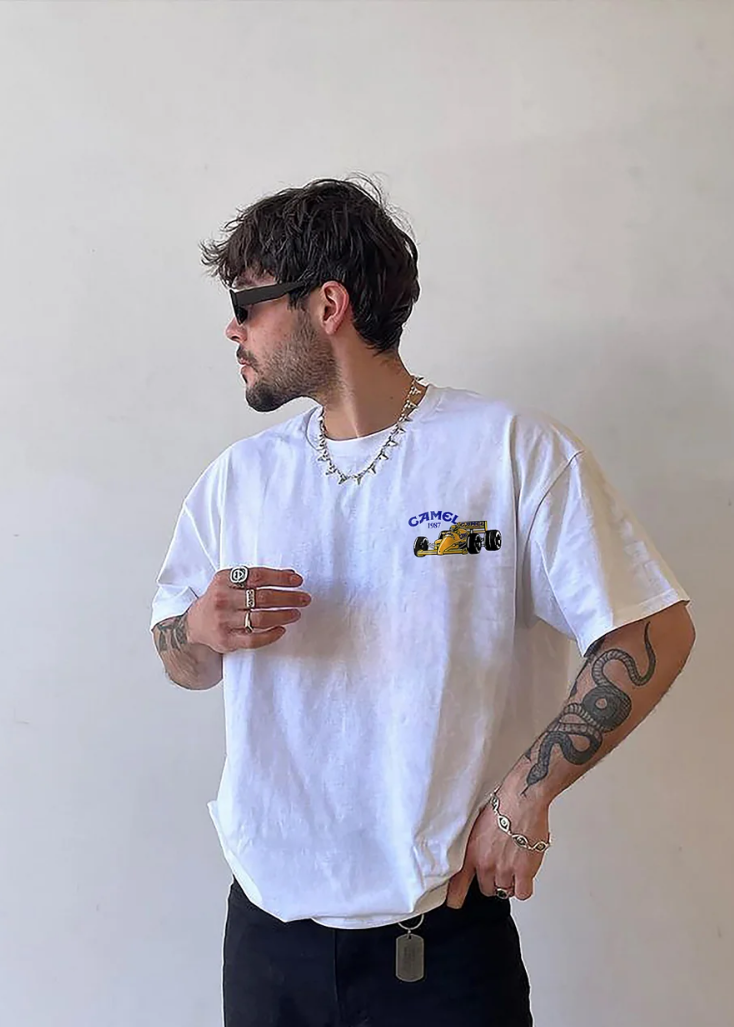 キャメル グラフィック シャツ