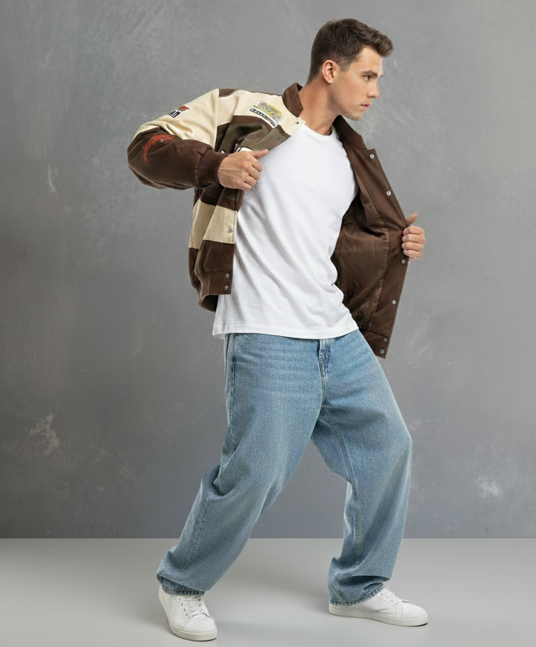 ブラウン・ブラックエイド・ヴィンテージ・レーシングジャケット